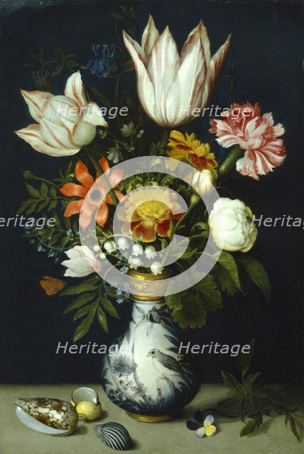  Flowers in a porcelain vase, c1600. Artist: Ambrosius Bosschaert the Elder
