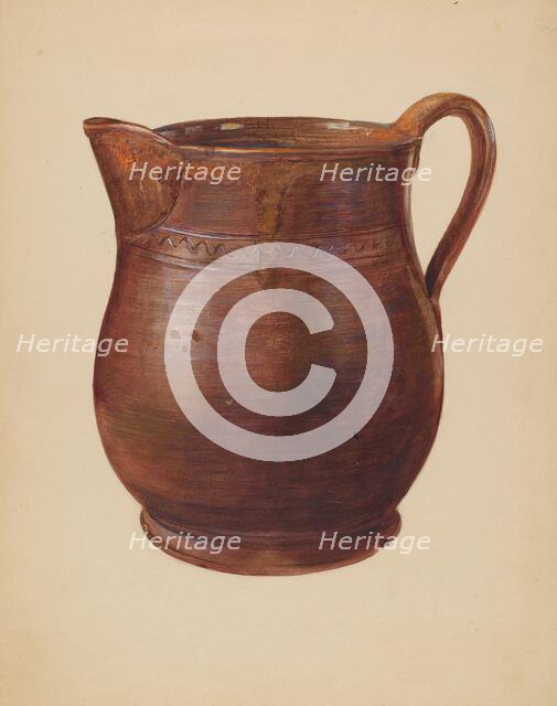 Earthenware Pitcher, c. 1940. Creator: Mina Lowry.