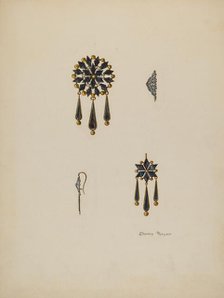 Brooch and Earrings, c. 1936. Creator: Stanley Mazur.