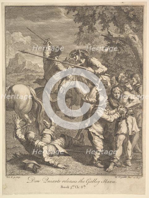 Don Quixote Releases the Galley Slaves (Six Illustrations for Don Quixote), 1756 or after. Creator: William Hogarth.