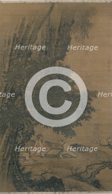 Landscape with Daoist Immortals Playing Weiqi, Ming dynasty (1368-1644), 15th century. Creator: Dai Jin.