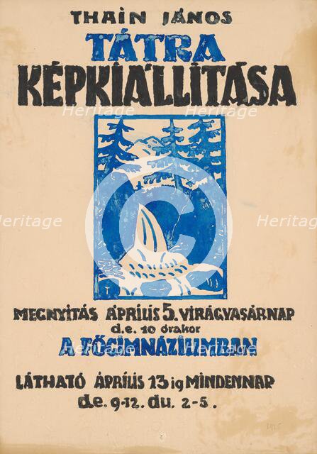 Poster for the exhibition of Tatra motifs, 1925. Creator: Jan Thain.