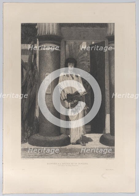 Egyptien à l'entrée de sa demeure (Egyptian at the entrance to his dwelling), from "L'Art"..., 1884. Creator: Edmond Ramus.