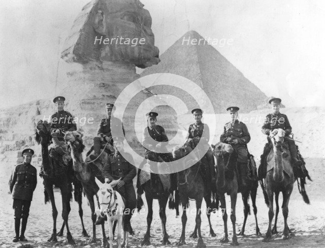 Jewish Legionaries on camels, Gizeh, Egypt, World War I, 1915-1918. Artist: Unknown