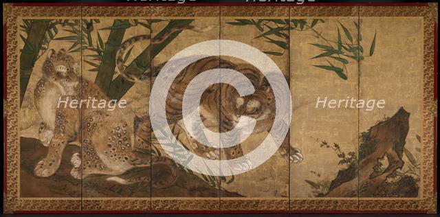 Tiger and Leopard, 1668. Creator: Sekkei Yamaguchi (Japanese, 1644-1732).