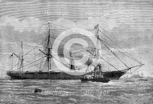 Steam-tug at Plymouth taking troops to the Himalaya for the Gold Coast, 1873. Creator: Unknown.