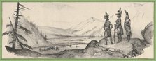 Three soldiers in a landscape, mid-19th century. Creator: Victor Adam.