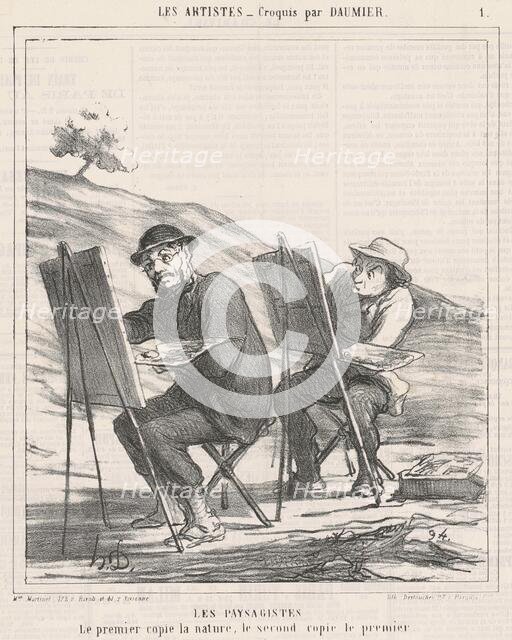 Les paysagistes. Le premier copie la nature..., 1865.  Creator: Honore Daumier.