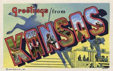 'Greetings from Kansas', postcard, 1944. Artist: Unknown