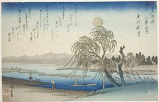 Autumn Moon over Tama River (Tamagawa no shugetsu), from the series "Eight Views..., c. 1837/38. Creator: Ando Hiroshige.
