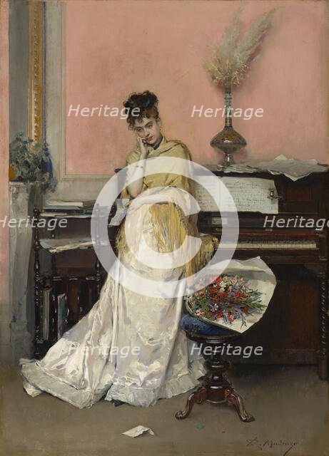 Reverie—The Letter, 1870s. Creator: Raimundo de Madrazo y Garreta.