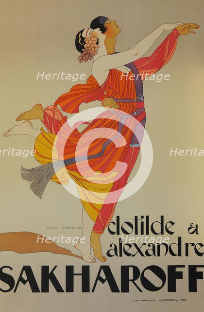 Clotilde et Alexandre Sakharoff, 1921. Creator: Barbier, George (1882-1932).