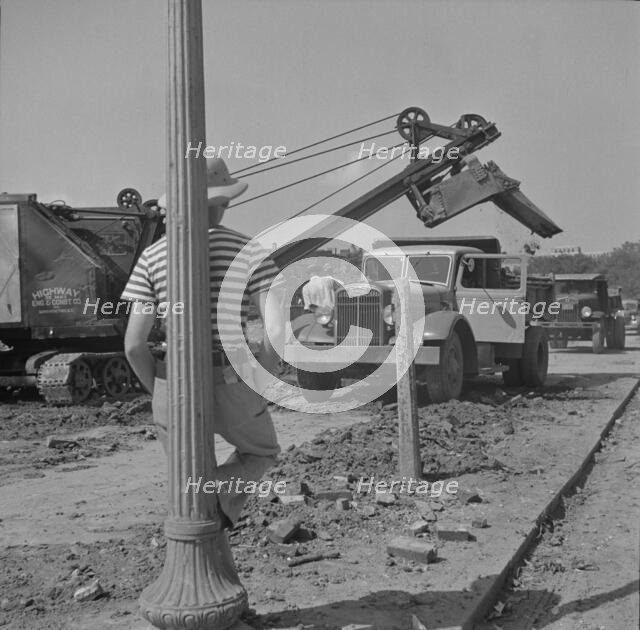 Preparing the ground for the construction of emergency buildings..., Washington, D.C, 1942. Creator: Gordon Parks.