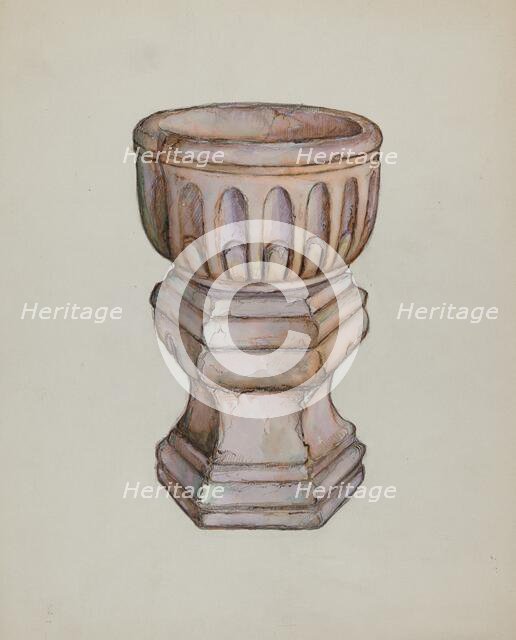 Stone Baptismal Font, c. 1936. Creator: George Seideneck.