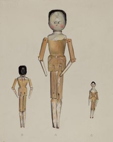 Jointed Wooden Dolls, c. 1936. Creator: Jane Iverson.