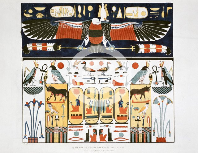 Mural from the Tombs of the Kings at Thebes, 1820. Artist: Giovanni Battista Belzoni