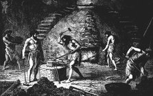 Artist's reconstruction of a late Iron Age forge, 1890. Artist: Unknown