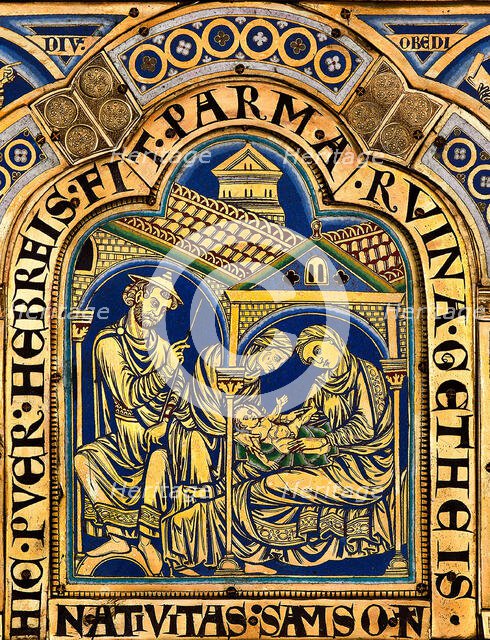 The Verdun Altar: The Birth of Samson, 1181. Creator: Nicholas of Verdun (ca 1130/40-after 1205).