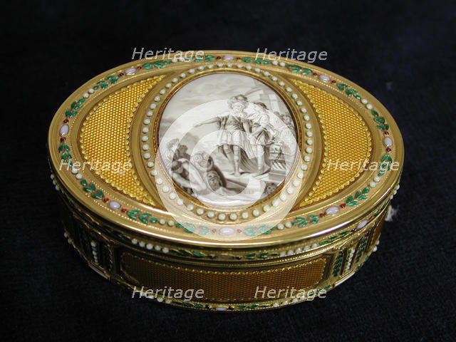 Snuffbox with miniature depicting departure of Telemachus from Egypt, 1780-81. Creator: Charles Ouizille.