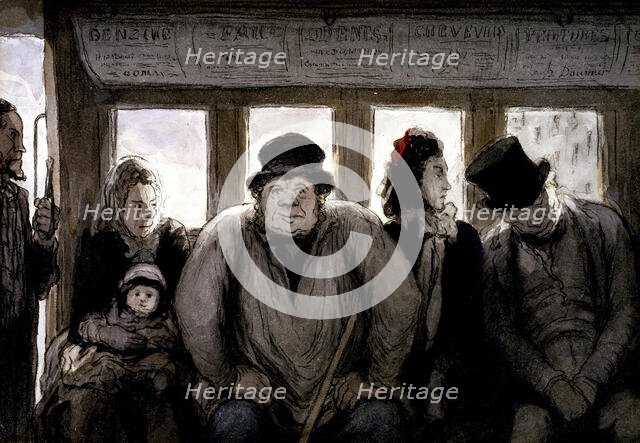 The Omnibus, 1864. Creator: Honore Daumier.