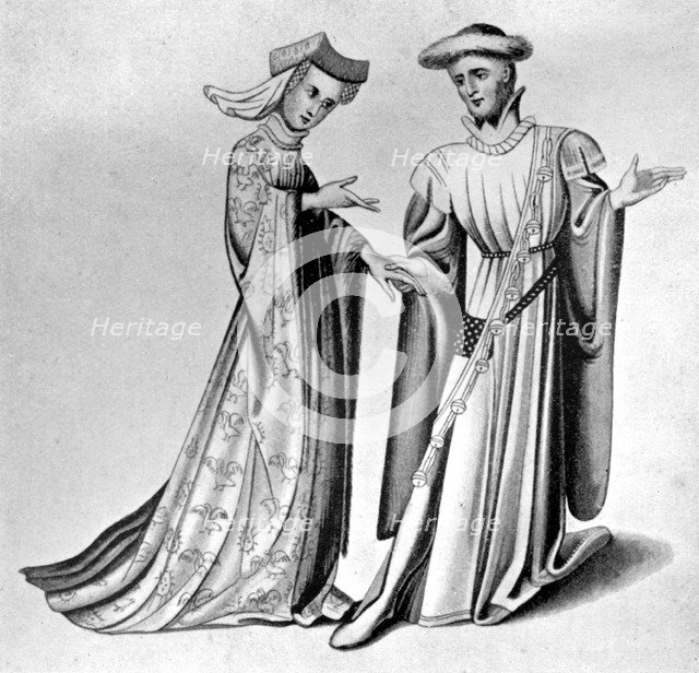 Male and female dress, late 14th-early 15th century, (1910). Artist: Unknown