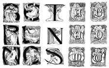 A set of decorative initial letters, 1898. Artist: Unknown