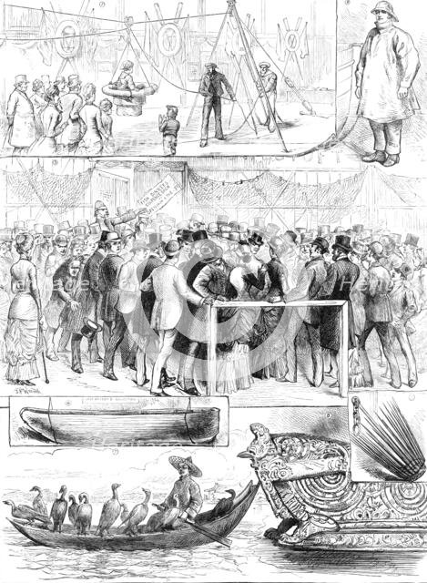 Sketches at the International Fisheries Exhibition, 1883. Creator: Unknown.