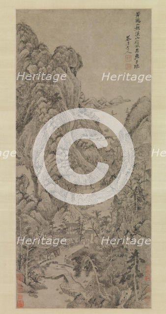 Travelers among Streams and Mountains, probably 1670s. Creator: Wu Li.