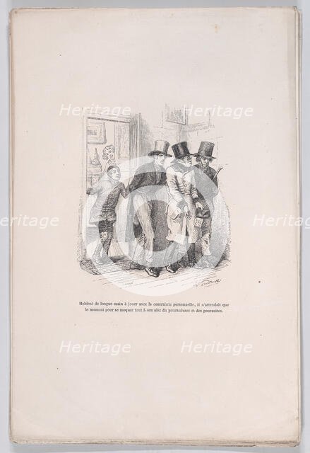 He was only waiting to make fun of the pursuer and the pursuit from the Little Miseries of..., 1843. Creator: Victor Laisne.