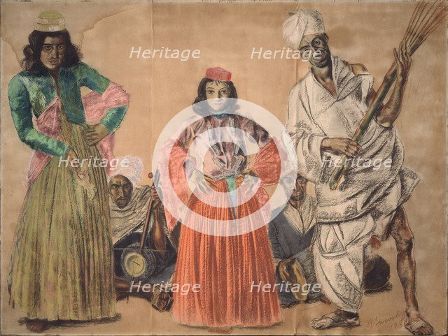 Musiciants in Srinagar, 1932. Artist: Yakovlev, Alexander Yevgenyevich (1887-1938)