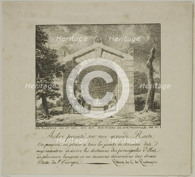 Project for a Shelter Along a Highway, June 1817. Creator: Jean-Antoine Alavoine.