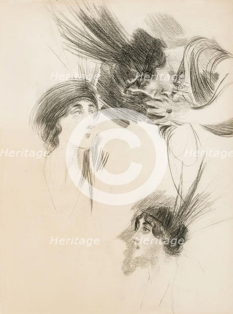 Three Studies for The Portrait of Dora di Rudinì Labouchère. Creator: Boldini, Giovanni (1842-1931).