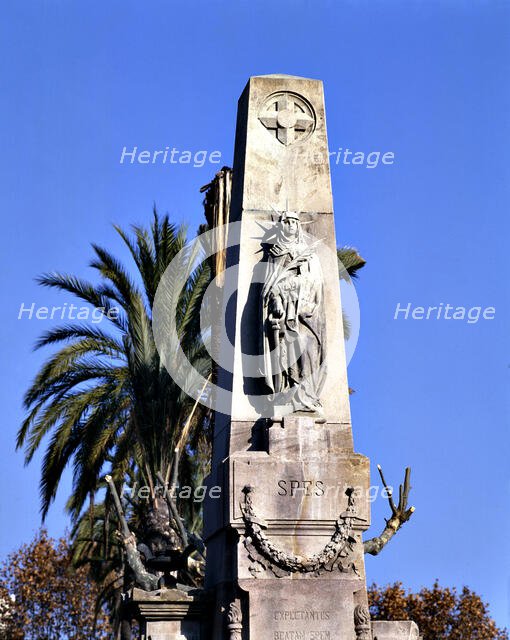 'Spes', sculpture at the main gate of the cemetery in the east of Barcelona, 20th century. Creator: Vallmitjana i Barbany,  Agapit (1832-1905).