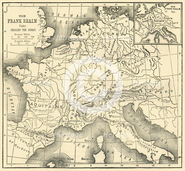 'Map of the Kingdom of the Franks Under Charlemagne', 1890.   Creator: Unknown.