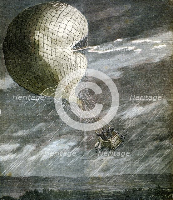 A Balloon struck by lightning near Chicago, Illinois, USA, 1891. Artist: Unknown
