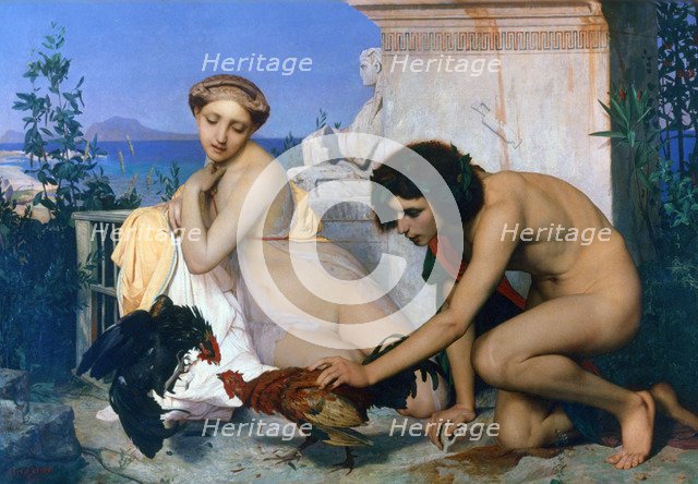 'Young Greeks Encouraging Cocks to Fight', 1846. Artist: Jean-Leon Gerome