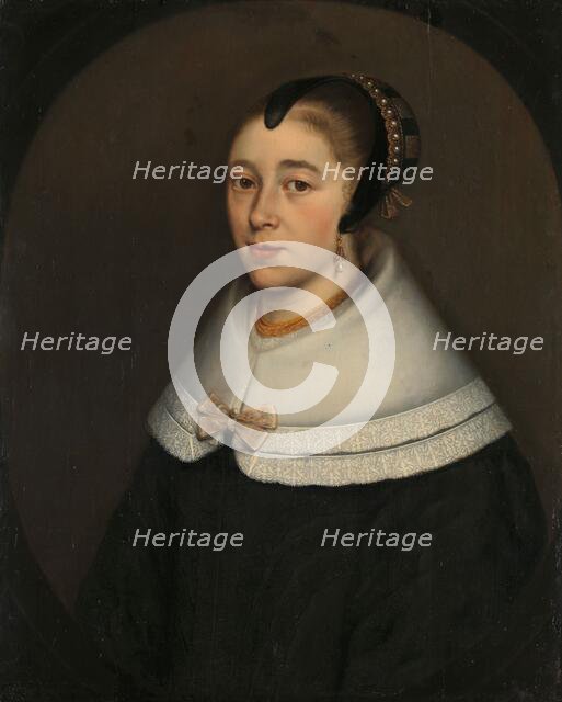 Portrait of a Woman, thought to be Catharina Kettingh (1626/27-73), Wife of Bartholomeus..., 1650. Creator: Dirck Craey.