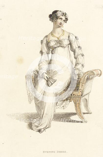 Fashion Plate (Evening Dress), 1812. Creator: Rudolph Ackermann.