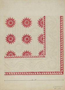 Quilted Applique Coverlet, c. 1936. Creator: John R. Towers.