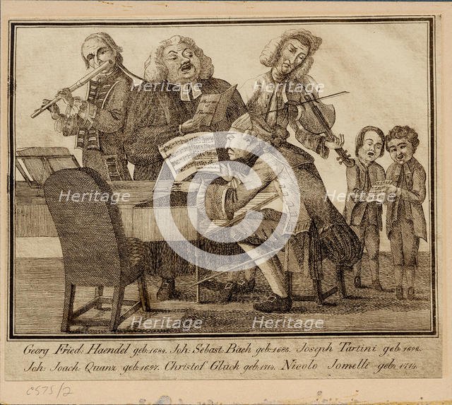 Georg Friedrich Haendel, Johann Sebastian Bach, Giuseppe Tartini, Johann Joachim Quantz, Christoph W Artist: Anonymous  