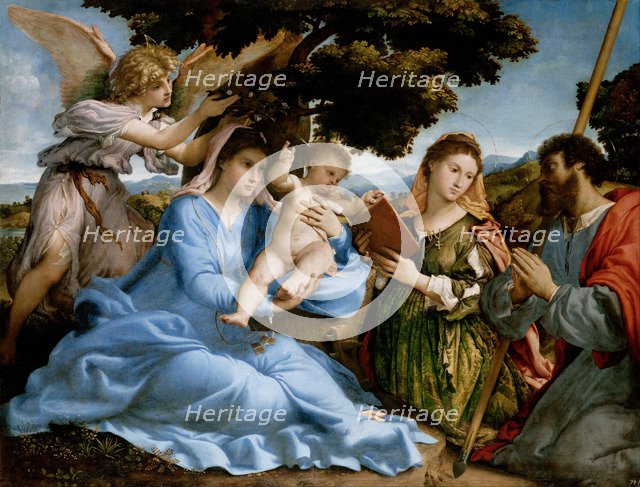 Madonna and Child with Saints Catherine and James the Great, 1527-1533. Artist: Lotto, Lorenzo (1480-1556)