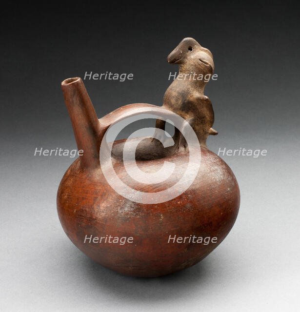 Single Spout Vessel with Bird Attached to Strap Handle, 200 B.C./A.D. 200. Creator: Unknown.