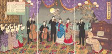 Concert of European Music (Oshu kangengaku gasso no zu), 1889., 1889. Creator: Chikanobu Yoshu.