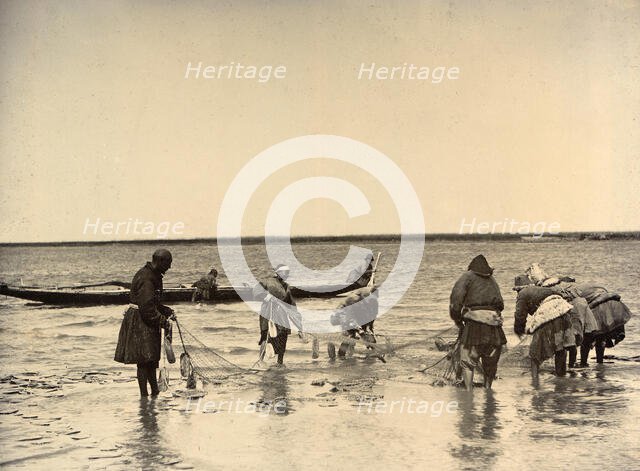 Dragging Out a Sweep-Net: Fishing on Lake Zaisan, 1909. Creator: Nikolai Georgievich Katanaev.