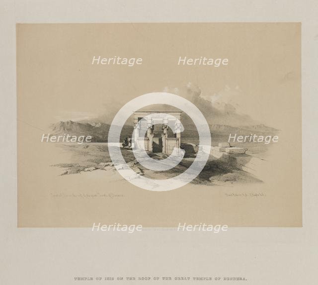 Egypt and Nubia, Volume II: Temple of Isis on the Roof of the Great Temple of Dendera , 1848. Creator: Louis Haghe (British, 1806-1885); F.G.Moon, 20 Threadneedle Street, London.