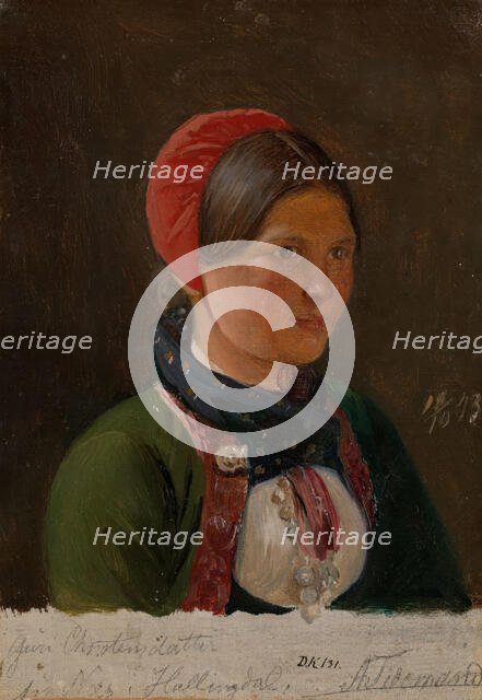 Girl from Hallingdal, 1843. Creator: Adolph Tidemand.