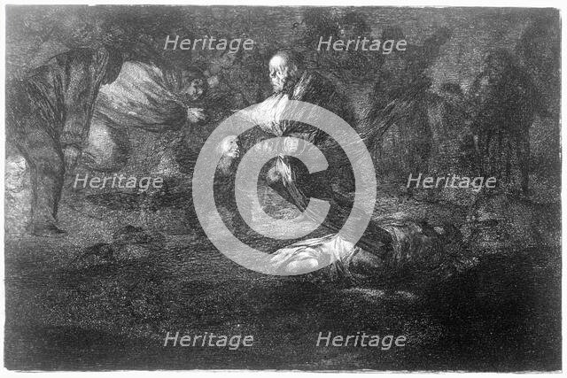 The proverbs or the Disparate, series of etchings...plate 18: 'Funeral disparate', 1864. Creator: Goya y Lucientes, Francisco de (1746 - 1828).