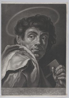 Saint Jude, head and shoulders, holding a square rule; after Giovanni Battist..., ca. 1750-ca. 1760. Creator: Johann Lorenz Haid.