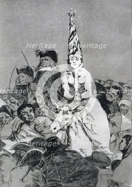 Los Caprichos, series of etchings by Francisco de Goya (1746-1828), plate 24: 'No hubo remedio' (…