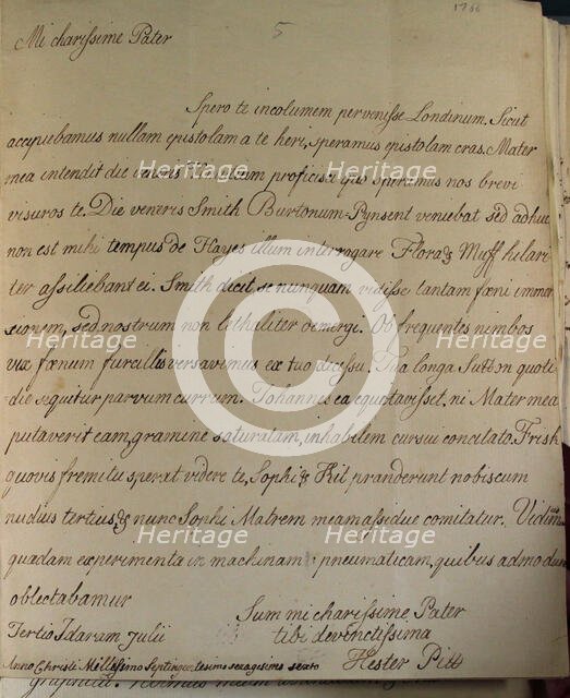 Letter from Hester Pitt, between 1766 and 1770. Creator: Hester Stanhope.